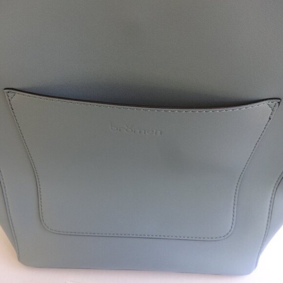 Bromen vegan  leather shoulder bag, blue ,snap closure, bottom feet studs ,NWOT - Picture 13 of 16